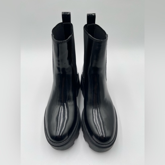 Open Edit Women’s Black Ediris Chelsea Lug Boots Size 6 Patent Chunky Platform - Picture 6 of 13